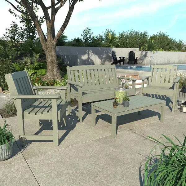 Hart Lane 4 Pc Set Recycled Plastic Seating Set in Eucalyptus by Lakeview Outdoor Designs
