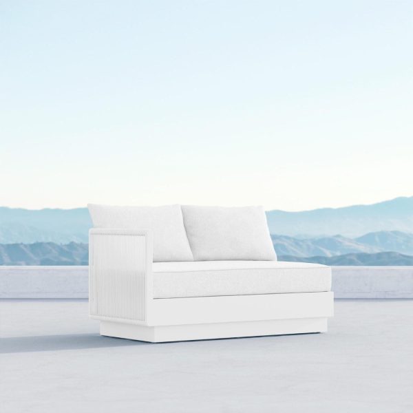 Porto Woven Rope Sectional Right Arm Loveseat in Pearl Gray/Cloud by Azzurro Living
