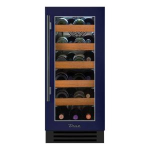 True 15 Inch 23 Bottle Right Hinge Glass Door Outdoor Wine Cabinet - Cobalt w/ Pewter Handle - TWC-15-R-OG-C~DSK-078-H05