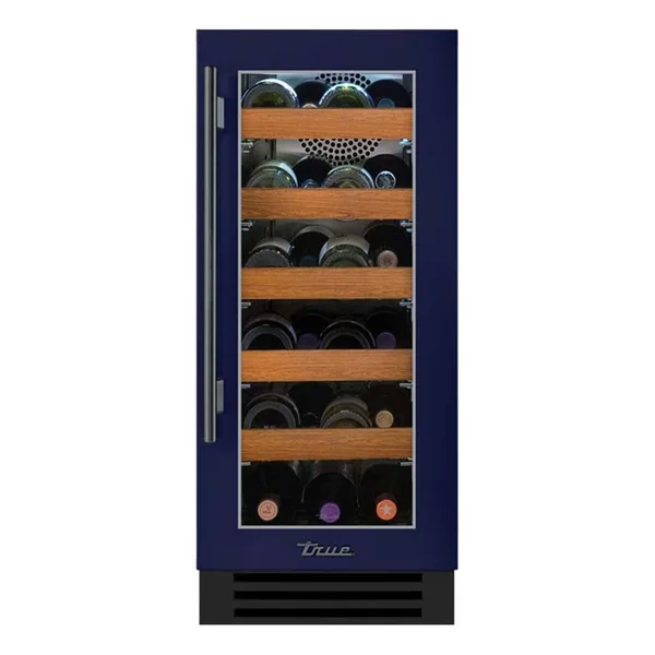 True 15 Inch 23 Bottle Right Hinge Glass Door Outdoor Wine Cabinet - Cobalt w/ Pewter Handle - TWC-15-R-OG-C~DSK-078-H05