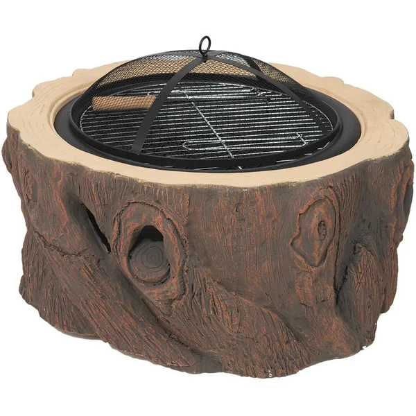 Stump 30 Inch Round Steel Wood-Burning Fire Pit in Wood by Dagan Industries