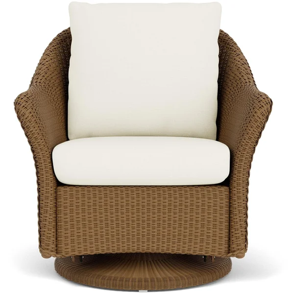 Weekend Retreat Lloyd Loom Swivel Glider Club Chair in Hickory/Sailcloth Salt by Lloyd Flanders