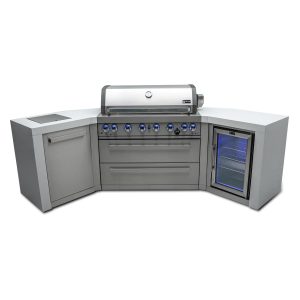 Mont Alpi 9.5 Ft U-Shaped Propane Outdoor Kitchen Island w/ Side Burner & Fridge - MAi805-D45FC