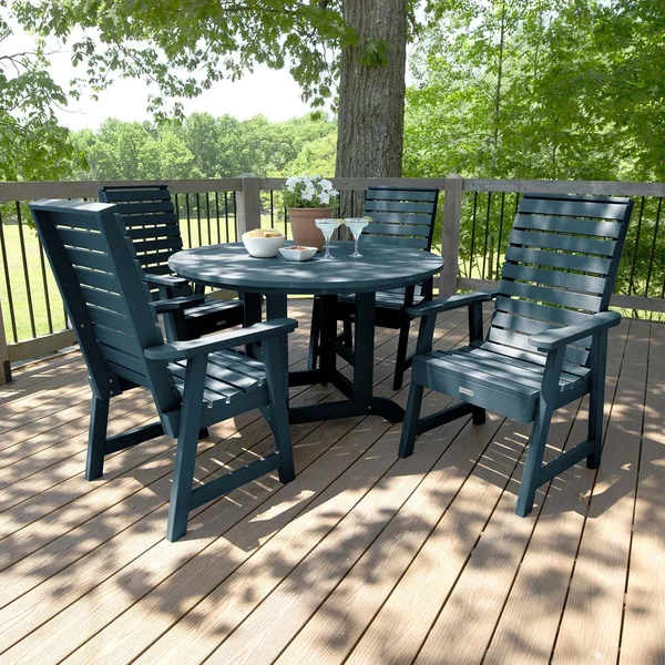 Elm Pointe 5 Pc Recycled Plastic Dining Set in Nantucket Blue by Lakeview by Lakeview Outdoor Designs