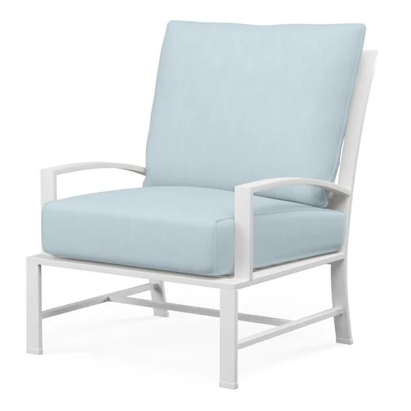 Bristol Aluminum Club Chair in Satin White/Canvas Skyline by Sunset West
