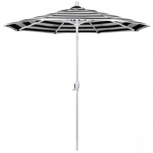 California Umbrella Pacific Trail Series 7.5 Ft Octagonal Aluminum Push Button Tilt Patio Umbrella W/ Crank Lift -  Matted White Frame / Sunbrella Cabana Classic Canopy