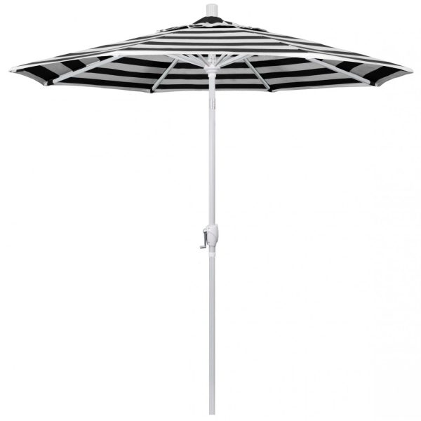 California Umbrella Pacific Trail Series 7.5 Ft Octagonal Aluminum Push Button Tilt Patio Umbrella W/ Crank Lift -  Matted White Frame / Sunbrella Cabana Classic Canopy