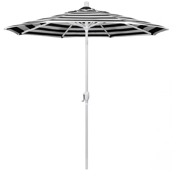 California Umbrella Pacific Trail Series 7.5 Ft Octagonal Aluminum Push Button Tilt Patio Umbrella W/ Crank Lift - Matted White Frame / Sunbrella Cabana Classic Canopy