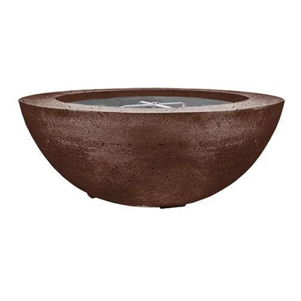 Valley Bay 6 39 Inch Round GFRC Natural Gas Fire Bowl in Cafe by Lakeview Outdoor Designs