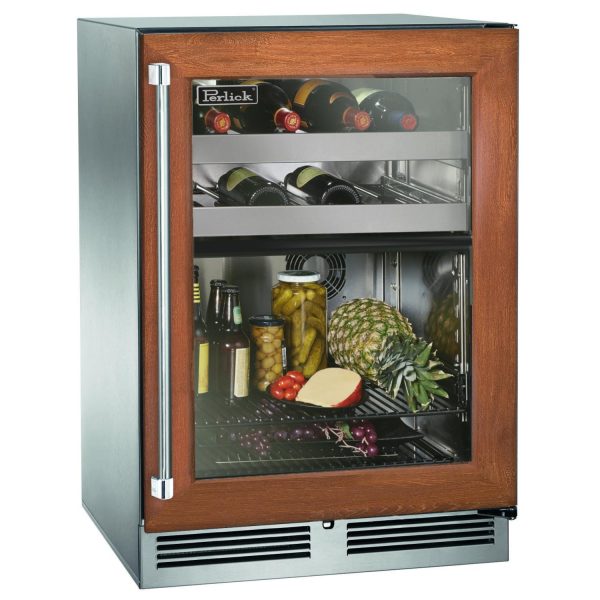 Perlick 24-Inch Signature Series Marine & Coastal Series Stainless Steel Panel Ready Glass Door Outdoor Dual-Zone Refrigerator & Wine Reserve - Right Hinge - HP24CM-4-4R