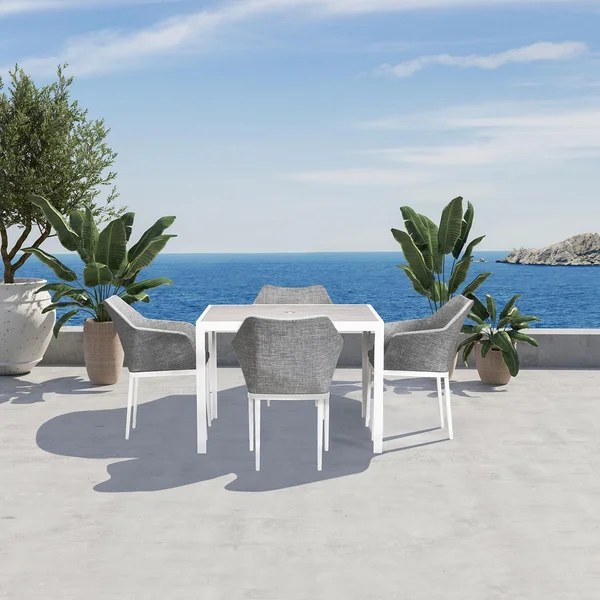 Starlook Bay 5 Pc Aluminum Dining Set in White by Lakeview Outdoor Designs