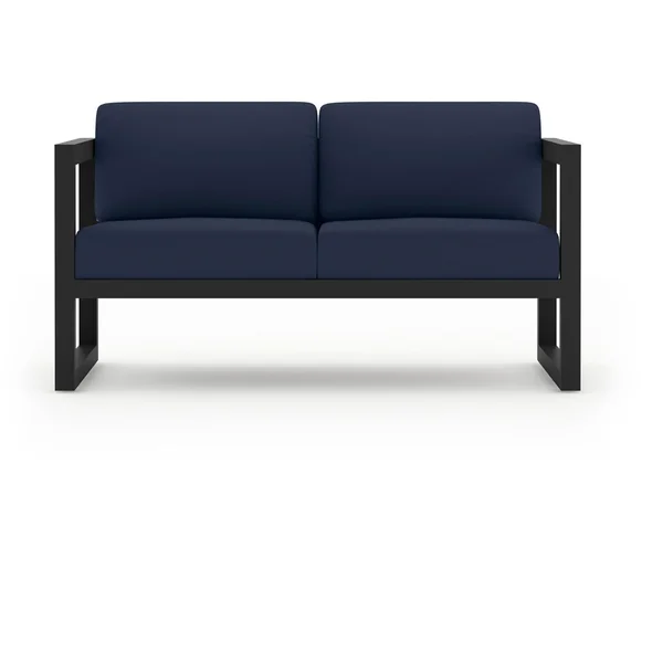 Misty Cove 2 Person Aluminum Loveseat in Black/Spectrum Indigo by Lakeview Outdoor Designs