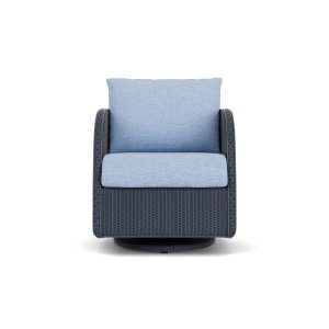 Essence Lloyd Loom Swivel Glider Club Chair in Denim Blue/Demo Skyway by Lloyd Flanders