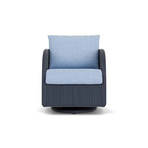 Essence Lloyd Loom Swivel Glider Club Chair in Denim Blue/Demo Skyway by Lloyd Flanders