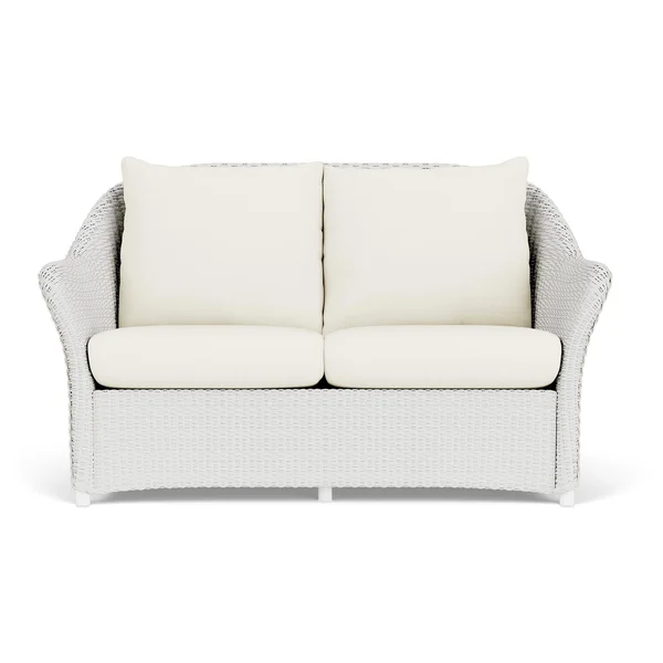 Weekend Retreat Lloyd Loom Loveseat in Matte White/Sailcloth Salt by Lloyd Flanders