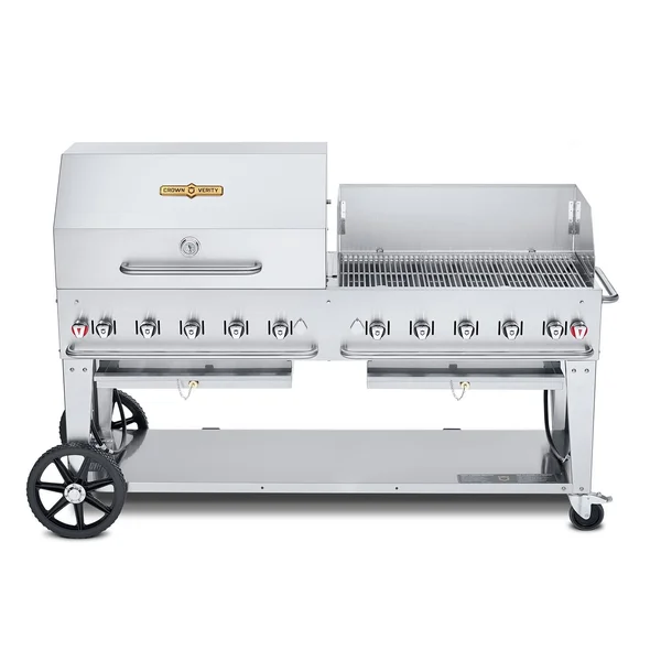 Crown Verity 72-Inch Single Inlet (50 or 100 LB Tanks Only) Mobile Propane Grill Dome & Windguard Package - CV-MCB-72-SI 50/100-RWP