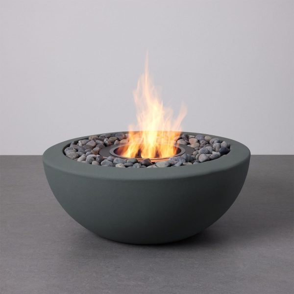 TerraFlame 30 Inch Round Concrete Ethanol Fire Pit in Gray by TerraFlame