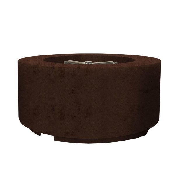 Spylake View 36 Inch Round GFRC Natural Gas Fire Pit Table in Cafe by Lakeview Outdoor Designs