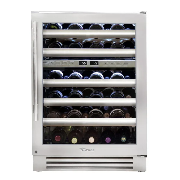 True 24 Inch 45 Bottle Right Hinge Glass Door Outdoor Dual Zone Outdoor Wine Cabinet - Stainless Steel - TWC-24DZ-R-SG-C