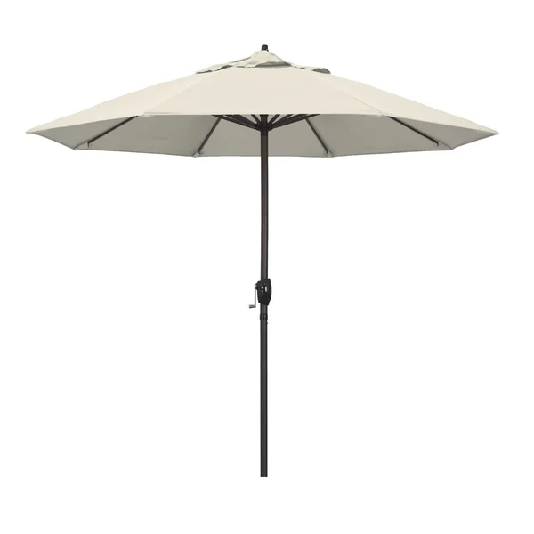 California Umbrella 9 Ft. Octagonal Aluminum Auto Tilt Patio Umbrella W/ Crank Lift & Aluminum Ribs - Bronze Frame / Antique Beige Canopy