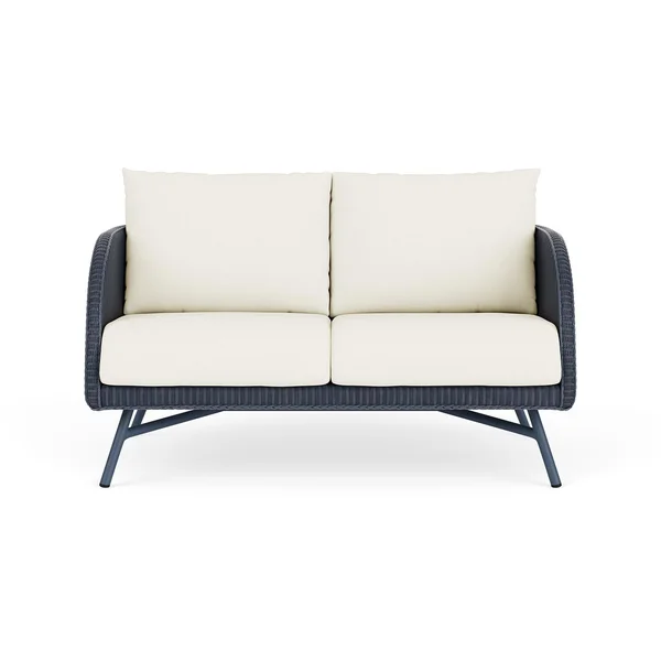 Essence Lloyd Loom Loveseat in Denim Blue/Remy Cloud by Lloyd Flanders