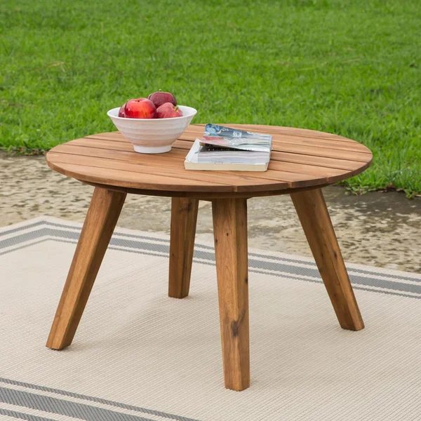 30 Inch Round Acacia Coffee Table in Brown by Ultimate Patio