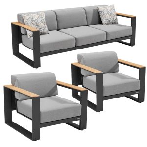 Cambusa 4 Pc Aluminum Seating Set in Black by HIGOLD
