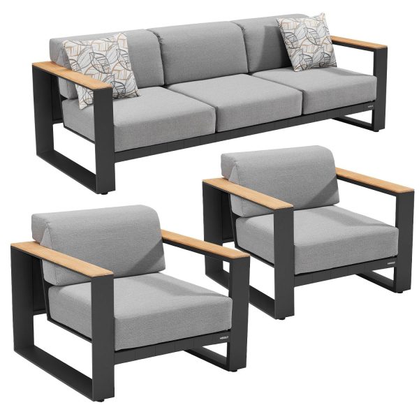 Cambusa 4 Pc Aluminum Seating Set in Black by HIGOLD