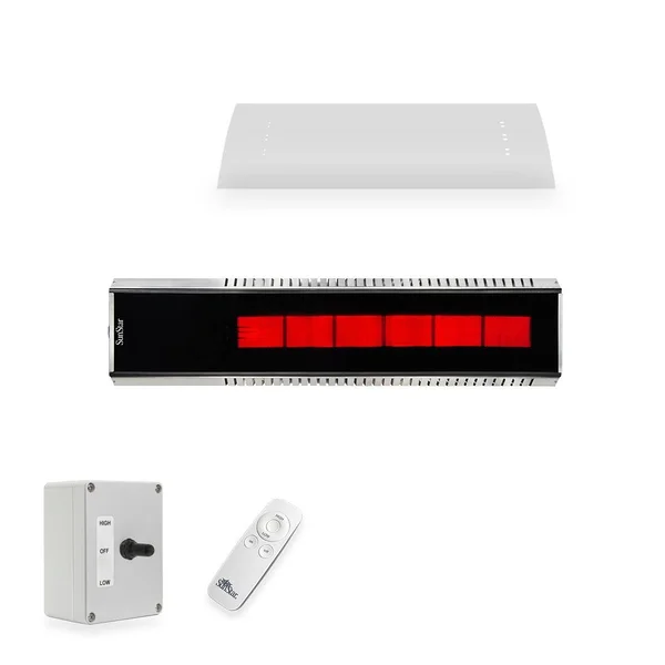 SunStar GLASS Marine Grade 48-Inch 35,000 BTU Natural Gas Patio Heater W/ Remote, Fixed Mounting Kit, & Heat Shield - N10 MGL0