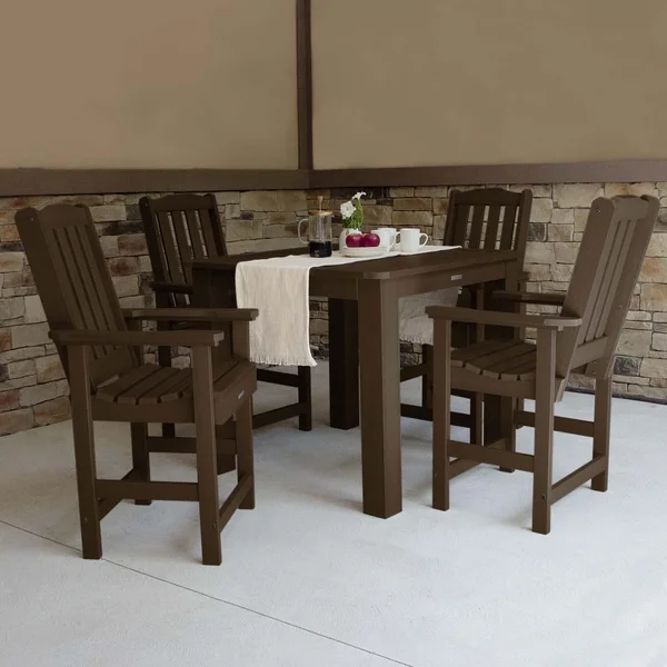 Hart Lane 5 Pc Recycled Plastic Square Counter Height Dining Set in Weathered Acorn by Lakeview Outdoor Designs
