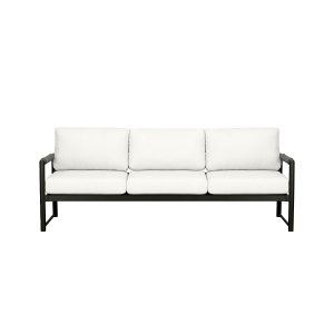 Avenue Bay 3 Person Aluminum Sofa in Black/Canvas Natural by Lakeview Outdoor Designs