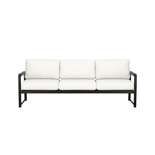 Avenue Bay 3 Person Aluminum Sofa in Black/Canvas Natural by Lakeview Outdoor Designs