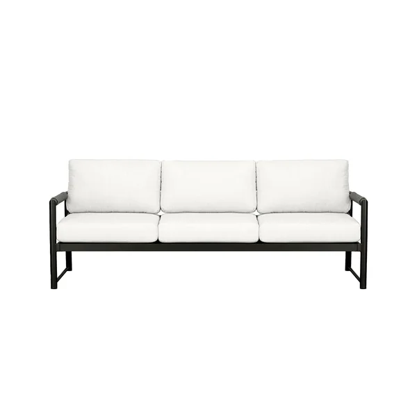 Avenue Bay 3 Person Aluminum Sofa in Black/Canvas Natural by Lakeview Outdoor Designs