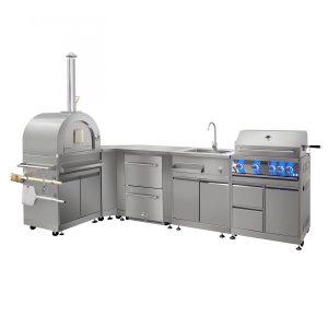 Thor Kitchen 7-Piece Modular Outdoor Kitchen Island Suite w/ 4-Burner Natural Gas Grill (ships as LP w/ NG conversion)