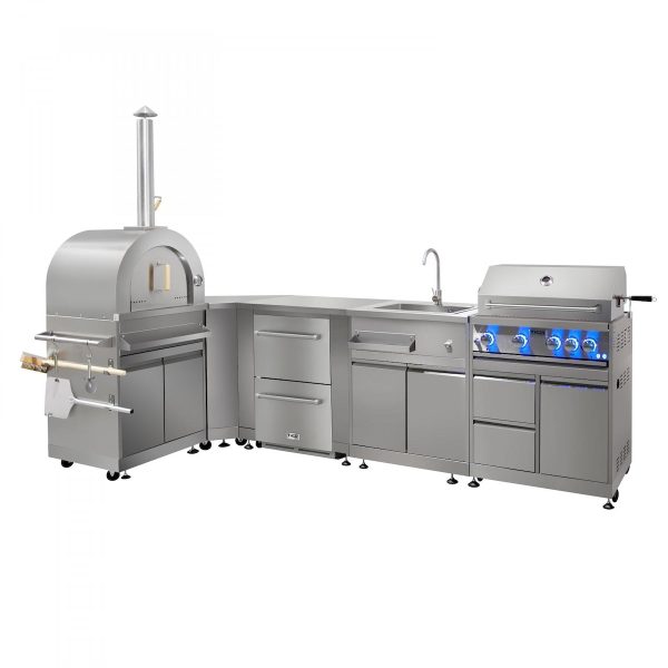 Thor Kitchen 7-Piece Modular Outdoor Kitchen Island Suite w/ 4-Burner Natural Gas Grill (ships as LP w/ NG conversion)