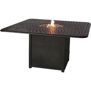 Signature 64 Inch Square Cast Aluminum Propane Counter Height Fire Pit Table in Antique Bronze by Darlee