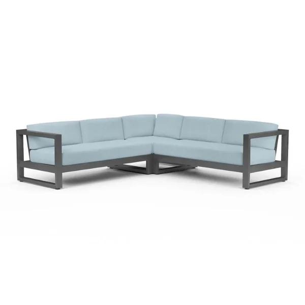 Redondo 5 Person Aluminum Sectional Sofa in Slate/Canvas Skyline by Sunset West