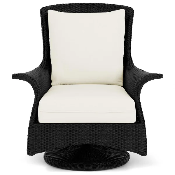 Mandalay Lloyd Loom Swivel Rocker Club Chair in Ebony/Sailcloth Salt by Lloyd Flanders