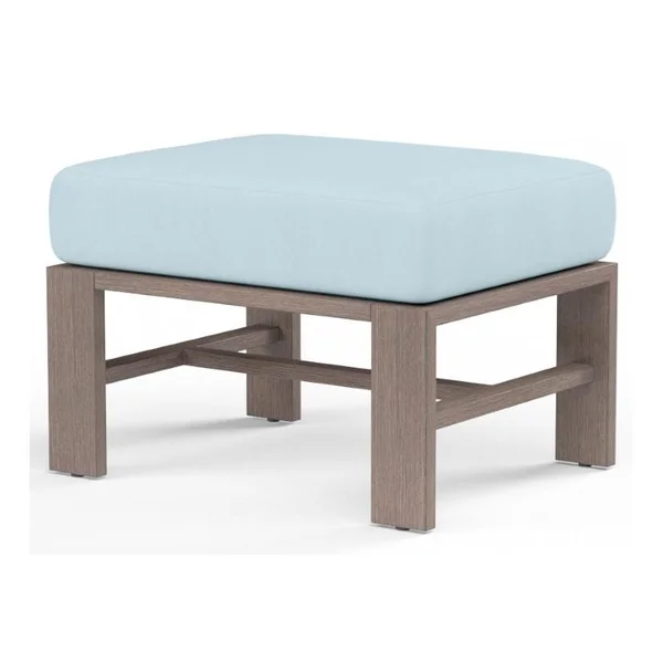 Laguna Aluminum Ottoman in Driftwood/Canvas Skyline by Sunset West