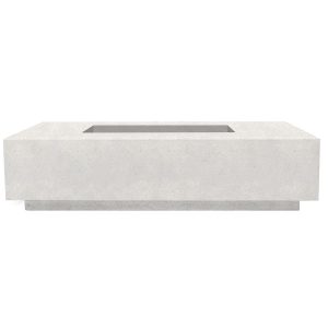 Cascata Bay 4 66 Inch Rectangular GFRC Propane Fire Pit Table in Ultra White by Lakeview Outdoor Designs