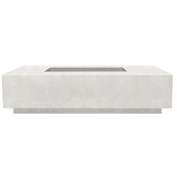 Cascata Bay 4 66 Inch Rectangular GFRC Propane Fire Pit Table in Ultra White by Lakeview Outdoor Designs