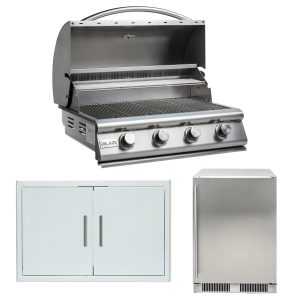 Blaze LBM 3-Piece 32-Inch Natural Gas Outdoor Kitchen Package w/ Refrigerator