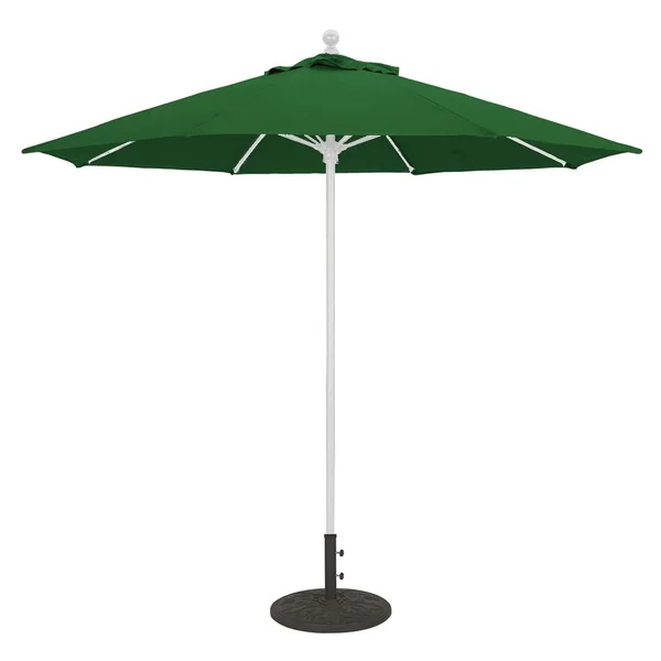 Galtech 9 Ft. Bar Height Octagonal Aluminum Patio Market Umbrella W/ Push Lift - White Frame W/ Sunbrella Canvas Forest Green Canopy