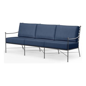 Provence Wrought Iron Sofa in Pewter/Spectrum Indigo by Sunset West