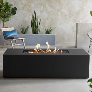 Covewood 72 Inch Rectangular Aluminum Natural Gas Fire Pit Table in Charcoal by BBQGuys Signature (Ships Propane w/ Conversion Kit)