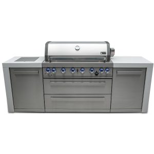 Mont Alpi 8 Ft Natural Gas Outdoor Kitchen Island w/ Side Burner - MAi805-D