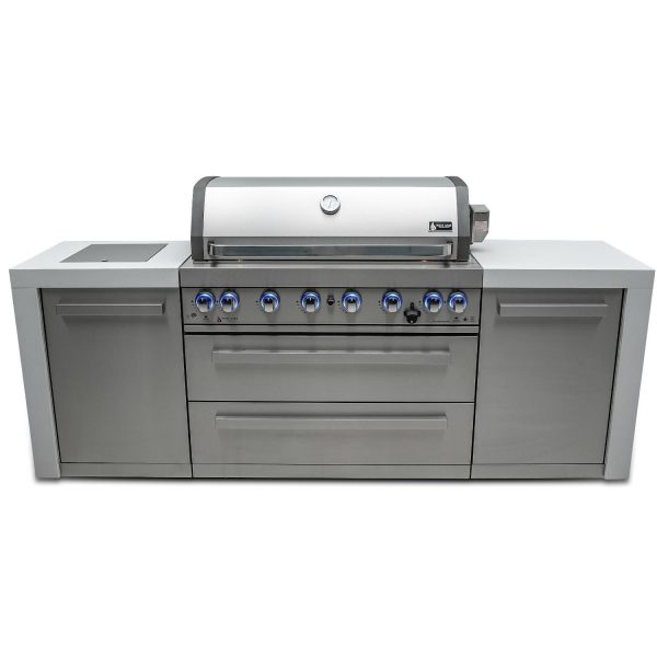 Mont Alpi 8 Ft Natural Gas Outdoor Kitchen Island w/ Side Burner - MAi805-D
