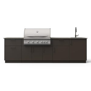 Blaze Sunset 10-Ft Outdoor Kitchen Island w/ 40-Inch LTE+ Propane Grill, Sink in Architectural Bronze w/ Keon Countertop