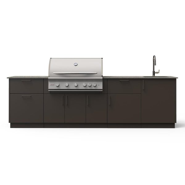 Blaze Sunset 10-Ft Outdoor Kitchen Island w/ 40-Inch LTE+ Propane Grill, Sink in Architectural Bronze w/ Keon Countertop
