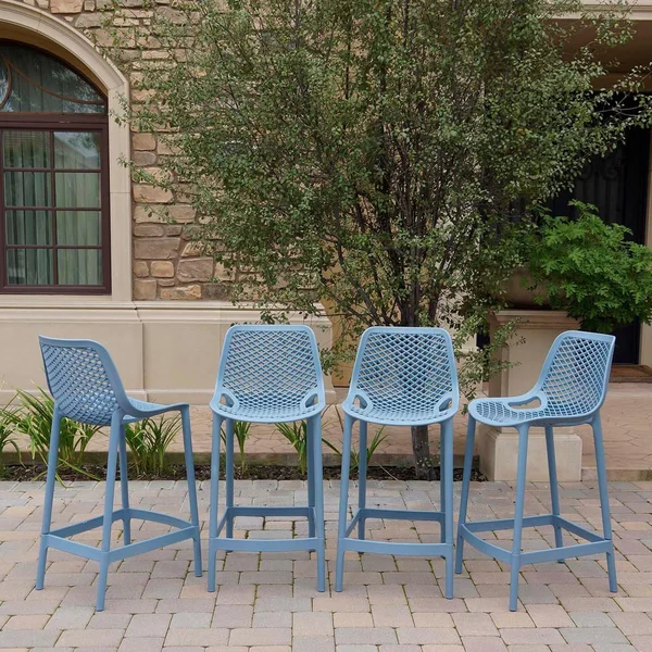All Space Polyresin 4 Pc Set Armless Counter Height Bar Stool Set in Blue Gray/ by Darlee